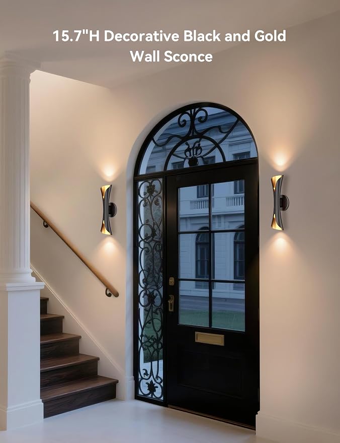 Tubicen Wall Sconces Up and Down Dimmable Black and Gold Movie Theater Sconce - Image 2