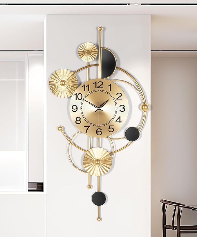 Large Wall Clock, Modern Silent Non-Ticking Metal Wall Clocks, Battery Operated by Axioglo