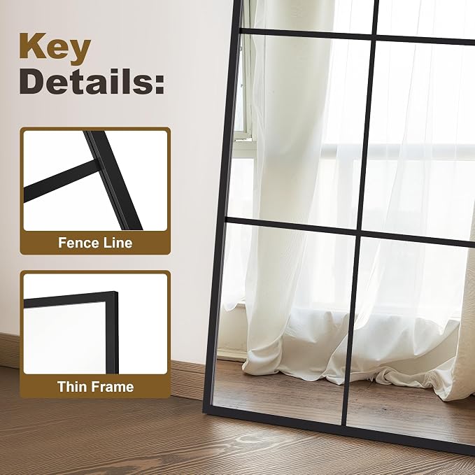 Window Mirrors for Wall Decor, Large Wall Mirrors Decorative Window Pane 28 x 55 - Image 3