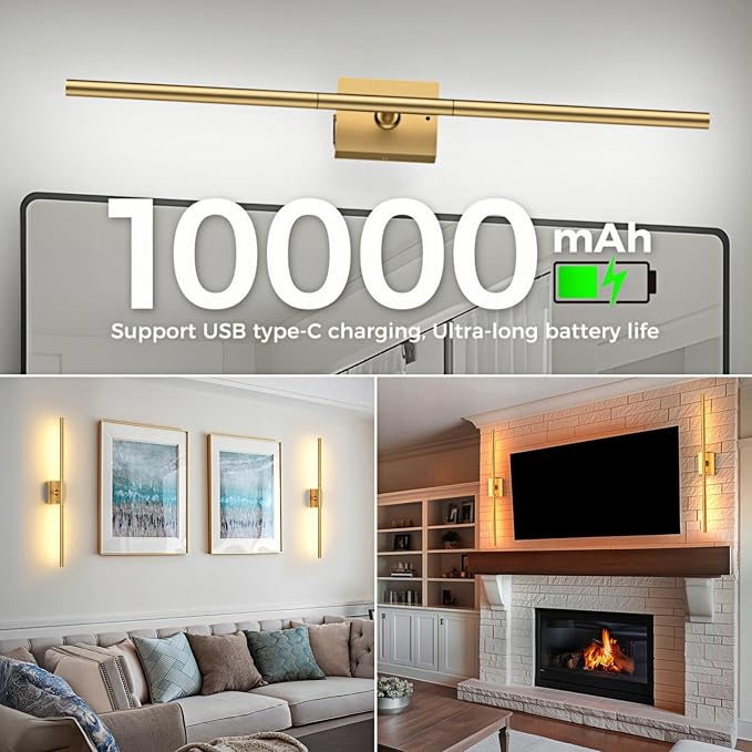 Battery Operated Wall Sconces Set of Two: Dimmable Wireless Wall Lights - Image 5