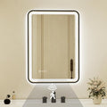 24x32 Inch Black Framed LED Bathroom Mirror by Unknown