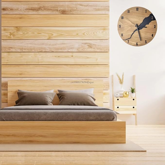 12Inch Simple Cracked Wooden Wall Clock - Image 5