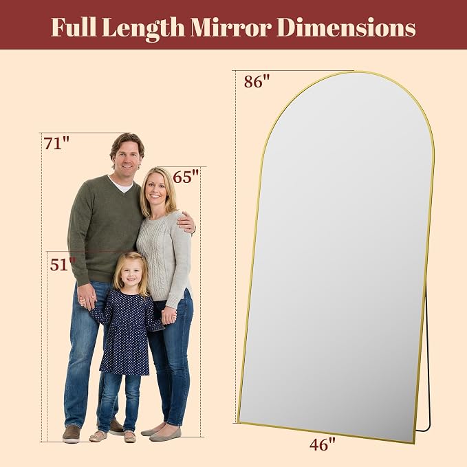 Suidia 86"x46" Arched Full Length Mirror - Image 4