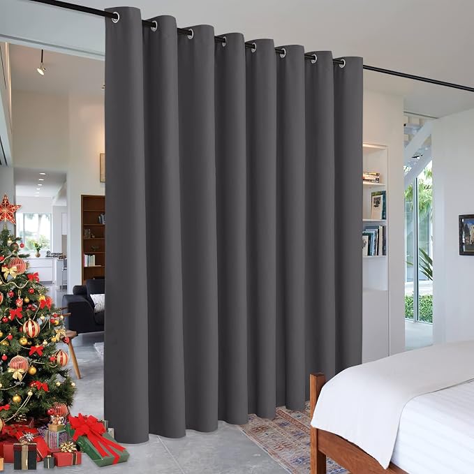 RYB HOME Gift Gray Room Divider Screen Partition, Energy Smart Modern Blackout by RYBHOME