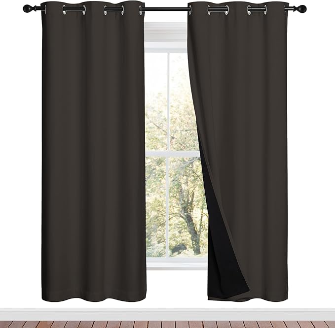 NICETOWN Full Shade Curtain Panels, Toffee Brown, Pair of Thermal Insulated & by NICETOWN