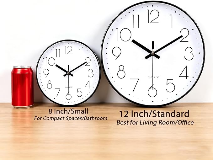 jomparis 12 Inch Wall Clock Silent Non Ticking Battery Operated Quartz Modern - Image 5