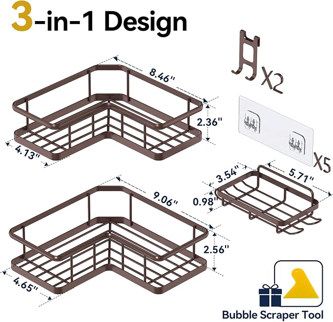 YASONIC Shower Caddy Corner, No Drilling Shower Organizer Corner - Image 2