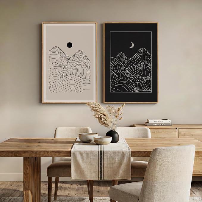 Large Framed Black and Beige Neutral Abstract Wall Art - Image 7