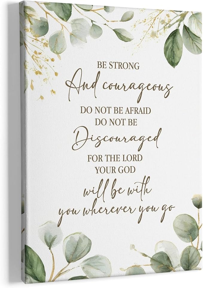 HIWX Christian Inspirational Wall Decor, Be Strong and Courageous Bible Verses by HIWX