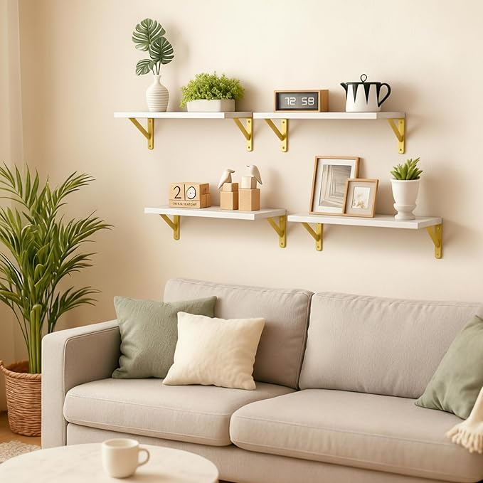 Fixwal White Shelves, Wood Wall Floating Mounted Shelves - Image 2