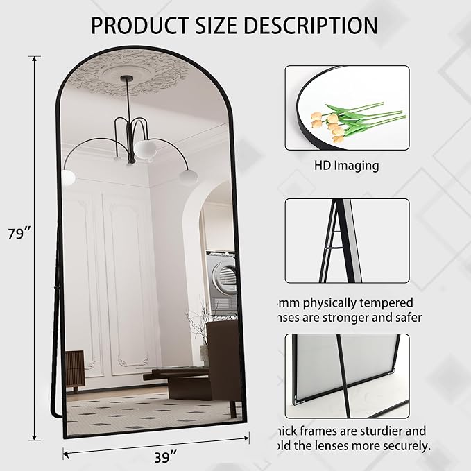 Beauty4U 79" x 39" Large Arched Full Length Mirror - Image 3