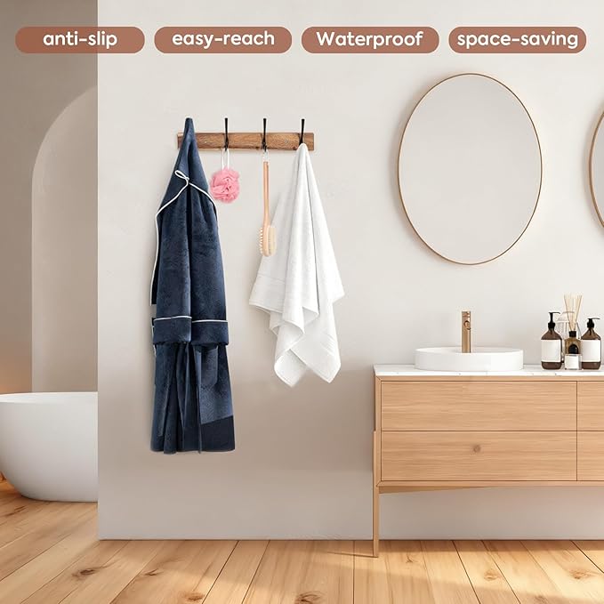Yangbaga Coat Rack Wall Mount, Acacia Wood Coat Hooks Wall Mount, Hat Rack Wall - Image 7
