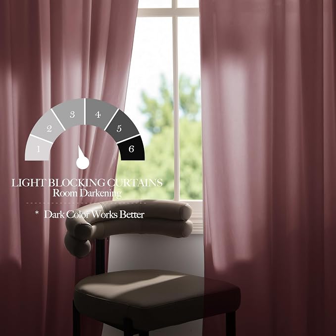 NICETOWN Pink Velvet Curtains 96 inch Length, Blush Pink Room Darkening Thermal - Image 4