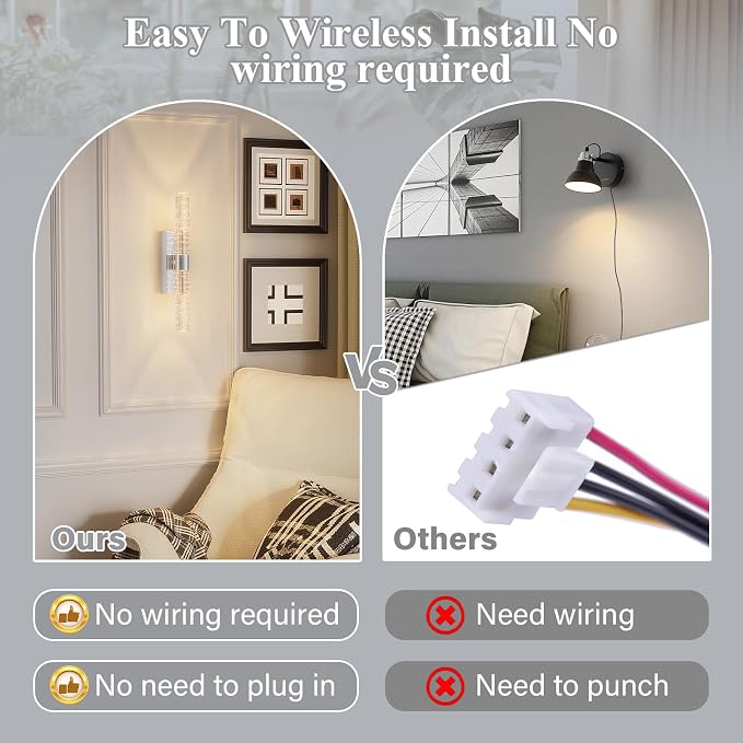 camuucci Battery Operated Wall Sconces Set of 2 Rechargeable Battery Powered - Image 3