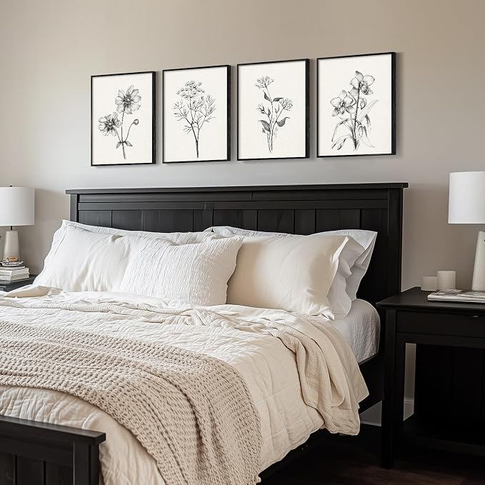 Framed Black and White Floral Wall Art - Image 4