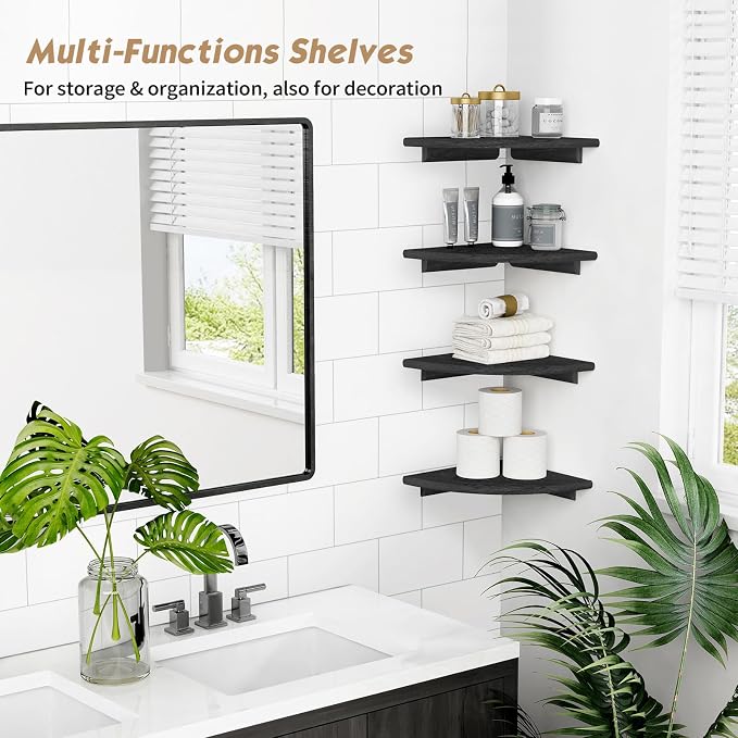 Forbena Black Corner Floating Shelves - Image 3