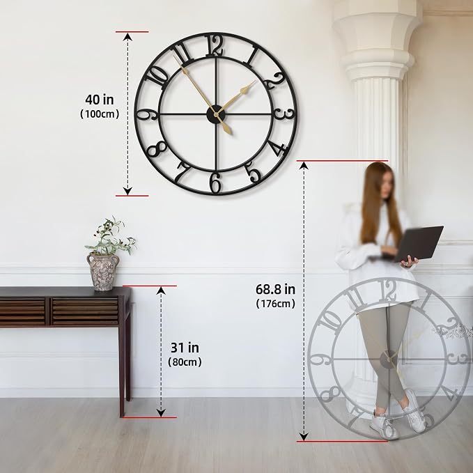 LEIKE 40 Inch Extra Large Wall Clock, Decorative Oversized Arabic Numerals - Image 3