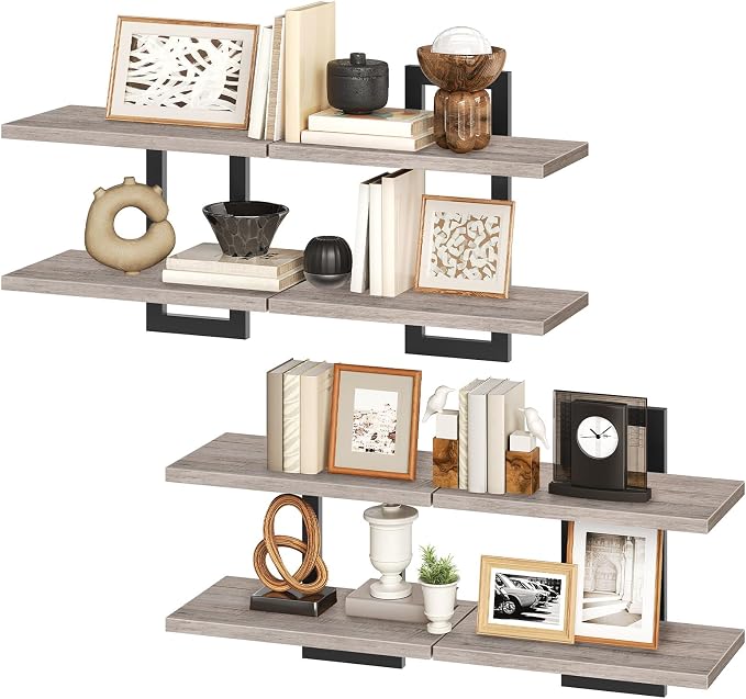 HOOBRO Floating Shelves, 15 Inch Wall Shelf Set of 4, Wall Mounted Storage - Image 8
