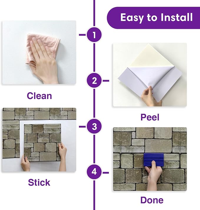 3D Faux Stone Wall Panels Peel and Stick, Stone-Look Textured Wall Sticker - Image 5