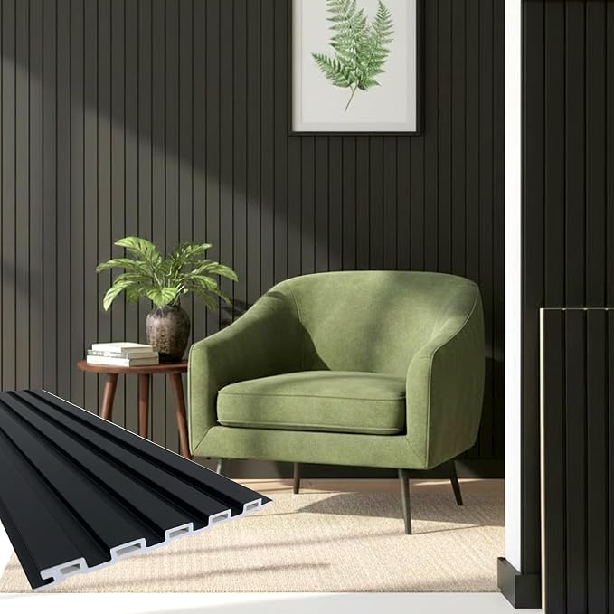 Extra Long Black Wall Panels for Interior Wall Décor 114x6.2x0.4in 8pack Modern by Monivi