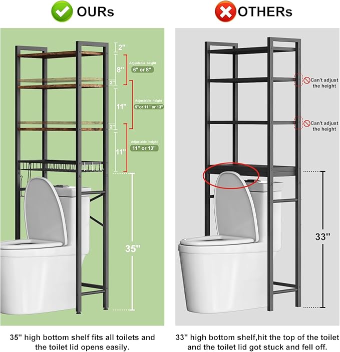 Kalrin Over-The-Toilet Storage Rack, 4-Tier Bathroom Organizer Shelf Over Toilet - Image 2