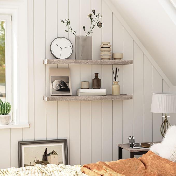 HOOBRO Floating Shelves for Wall, Wall Mounted Shelf Set of 2, 31.5" Hanging - Image 8