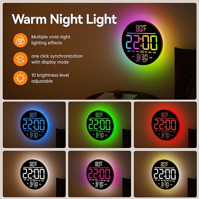 JALL 10" Large Digital Wall Clock - Image 7