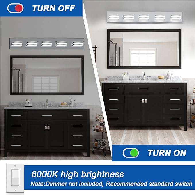 IZORRO LED Modern Bathroom Lights Fixtures, Chrome Acrylic Wall Lighting - Image 5