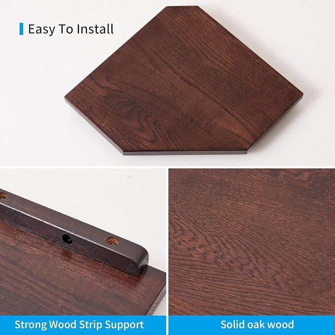 Corner Wall Shelves, Corner Floating Shelves Set of 2 Solid Oak Wood Display - Image 5