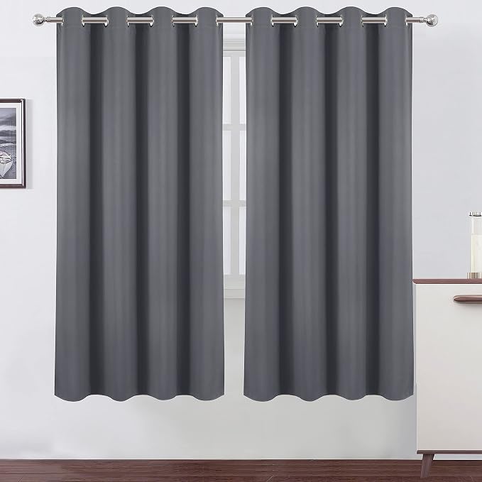 LEMOMO Grey Thermal Blackout Curtains/52 x 72 Inch/Set of 2 Panels Room by Lemomo