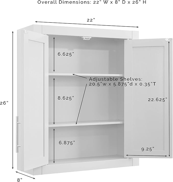 Crosley Furniture Savannah Wall Mounted Bathroom Storage Medicine Cabinet - Image 3