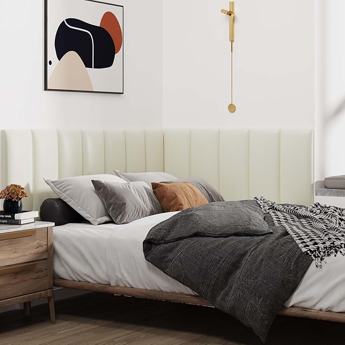 IFNOW Wall Mounted Upholstered Headboard King, 3D Peel and Stick Soundproof - Image 4
