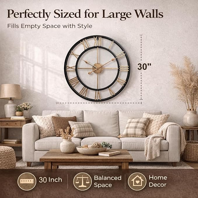 Pytha Sight 30 Inch Extra Large Giant Wall Clock, Oversized Round Silent - Image 3