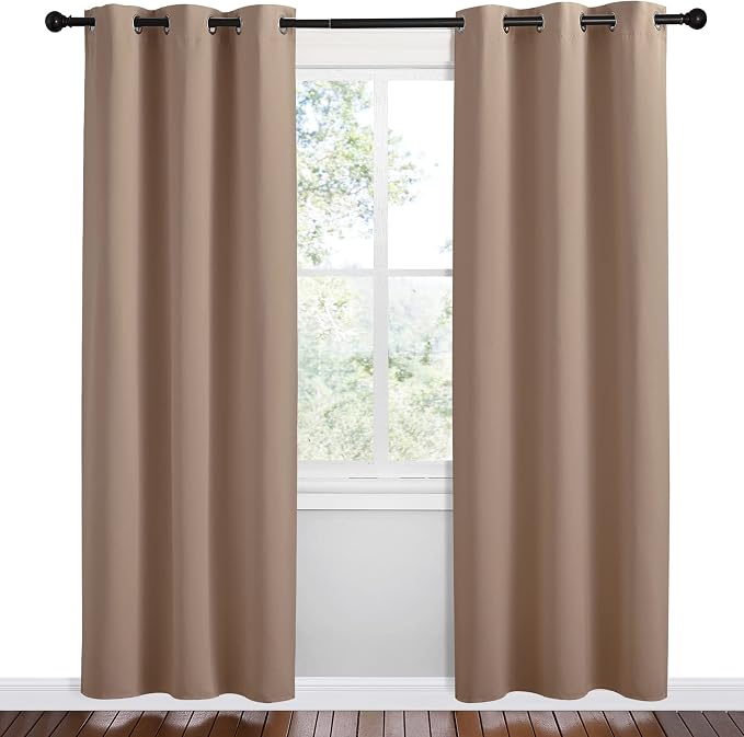 NICETOWN Short Window Curtains and Drapes, 42 by 78 Inch, Cappuccino, Thermal - Image 2