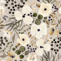 18"x236" Boho Cream/Brown Daisy Flower Peel and Stick Self Adhesive Wallpaper by VistaPalette