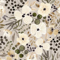 18"x236" Boho Cream/Brown Daisy Flower Peel and Stick Self Adhesive Wallpaper by VistaPalette