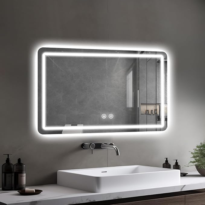 LED Bathroom Mirror, 36 x 24 Inch Anti-Fog Wall Mirror - Image 2