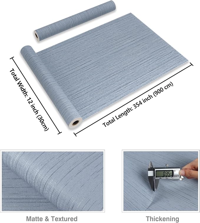 CRE8TIVE Light Blue Grasscloth Wallpaper Textured Stick and Peel Faux Grass - Image 8