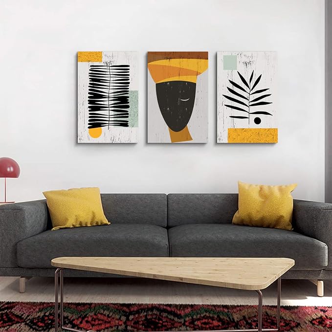 Framed Canvas Wall Art African Ethno Motive Wall Art Set, Abstract Ethno Art - Image 3