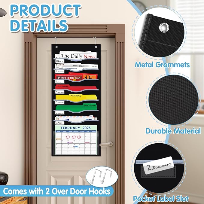 ALSLEA Hanging File Organizer 8 Pockets 15¾”W Legal/ Letter Size Paper Organizer - Image 2