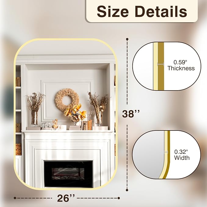 FICTOR Bathroom Vanity Mirror for Wall, 2 Pack 26" x 38" Rectangle Bathroom - Image 2
