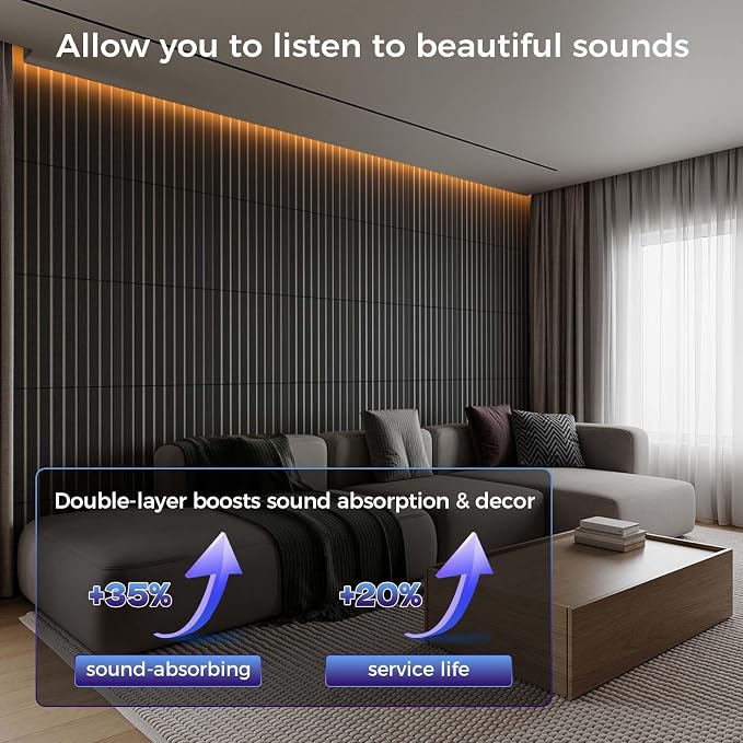 BSHEAD 8 Pack 2-Layer Large Soundproof Wall Panels, 15.7 x 15.7 x 0.43 in Sound - Image 3