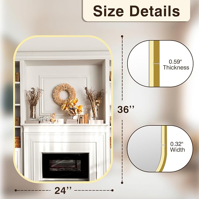 FICTOR Bathroom Vanity Mirror for Wall, 2 Pack 24" x 36" Rectangle Bathroom - Image 2