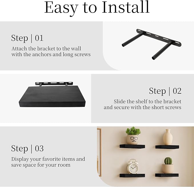BGMG Wood Floating Shelves 12 inch, Solid Wood Wall Shelves - Image 5
