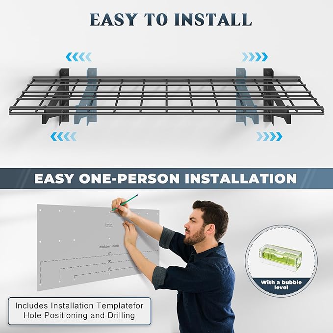 Jusgym 2 Pack Heavy Duty Garage Wall Shelving Set, Wall Mounted Garage Shelves - Image 4