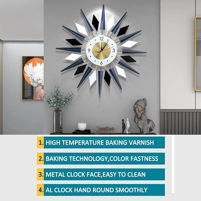 Large Metal DecorativeSilent Non-Ticking Modern Big Wall Clocks - Image 6