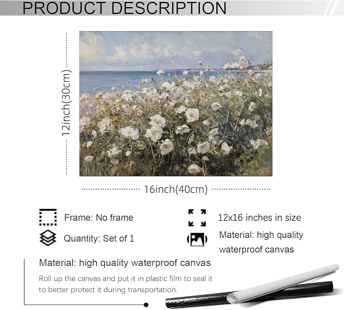 rumlud Coastal Wildflower Poster French Spring Flower Landscape Wall Art Nature - Image 2