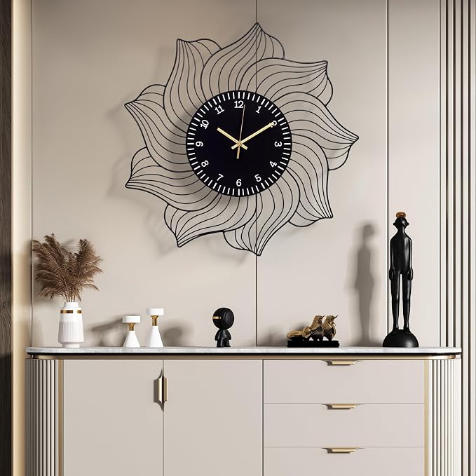 22 Inch Flower Wall Clock, Silent Non-Ticking Battery Operated Modern - Image 3