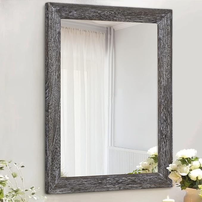 AAZZKANG Wall Mirror with Rectangle Wood Frame Large 20"x16" Rustic Decorative by AAZZKANG