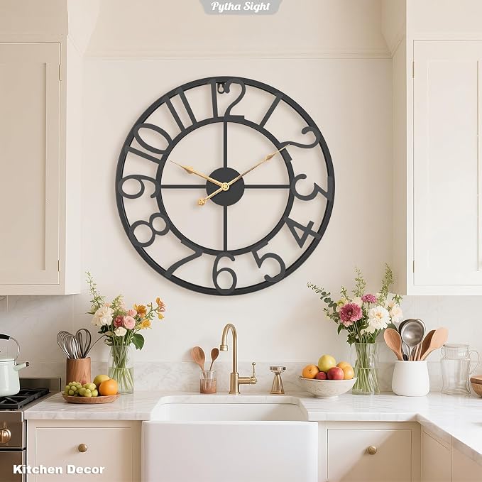 Pytha Sight Large Wall Clock for Lving Room, 16 Inch Modern Industrial - Image 5